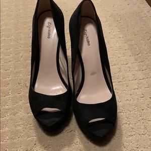 Suede black wedge heels worn 1 time